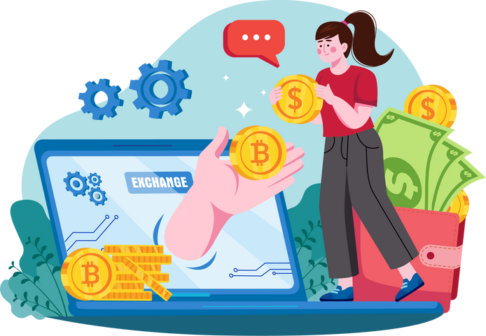 Cryptocurrency Exchange Flat Illustration